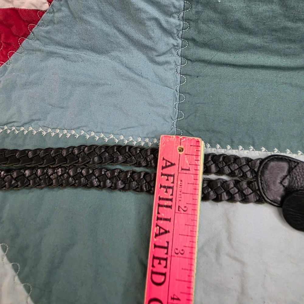 Street Leather Black Braided Leather O-Ring Belt Fits 32-34
